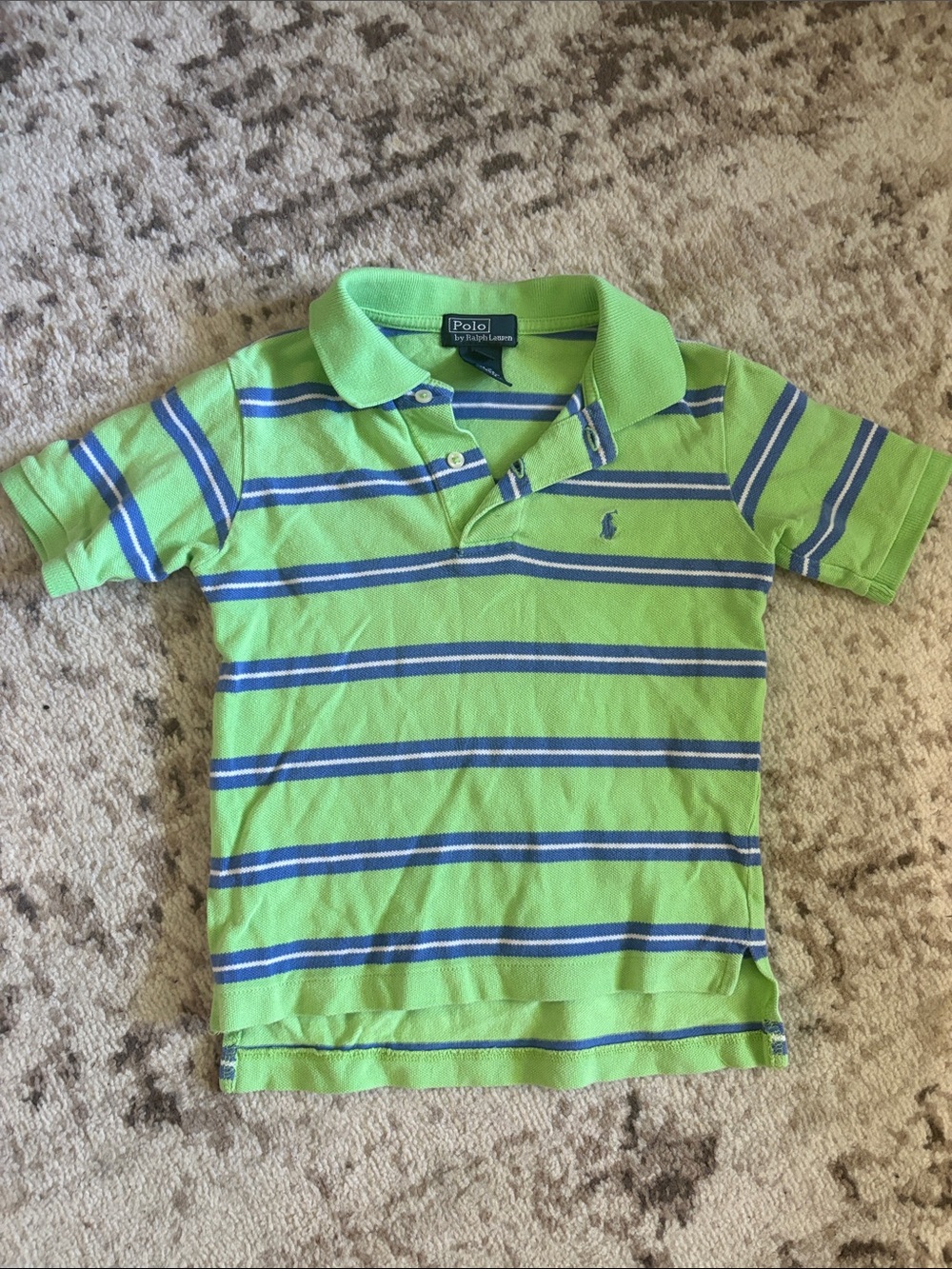 Polo by Ralph Lauren Lime Green & Blue Striped Kids Polo